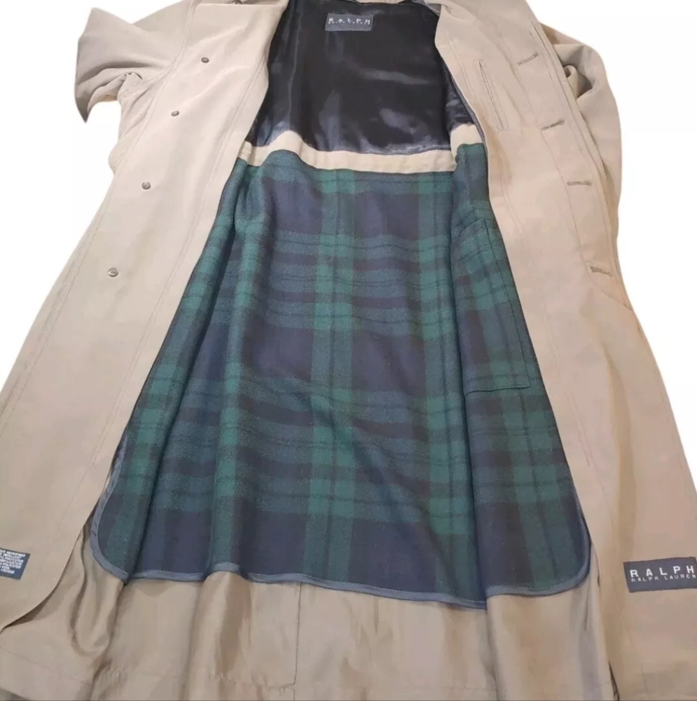 Ralph Lauren Trench Coat 44L Wool Liner Old Money English Country Khaki Green - Picture 8 of 16